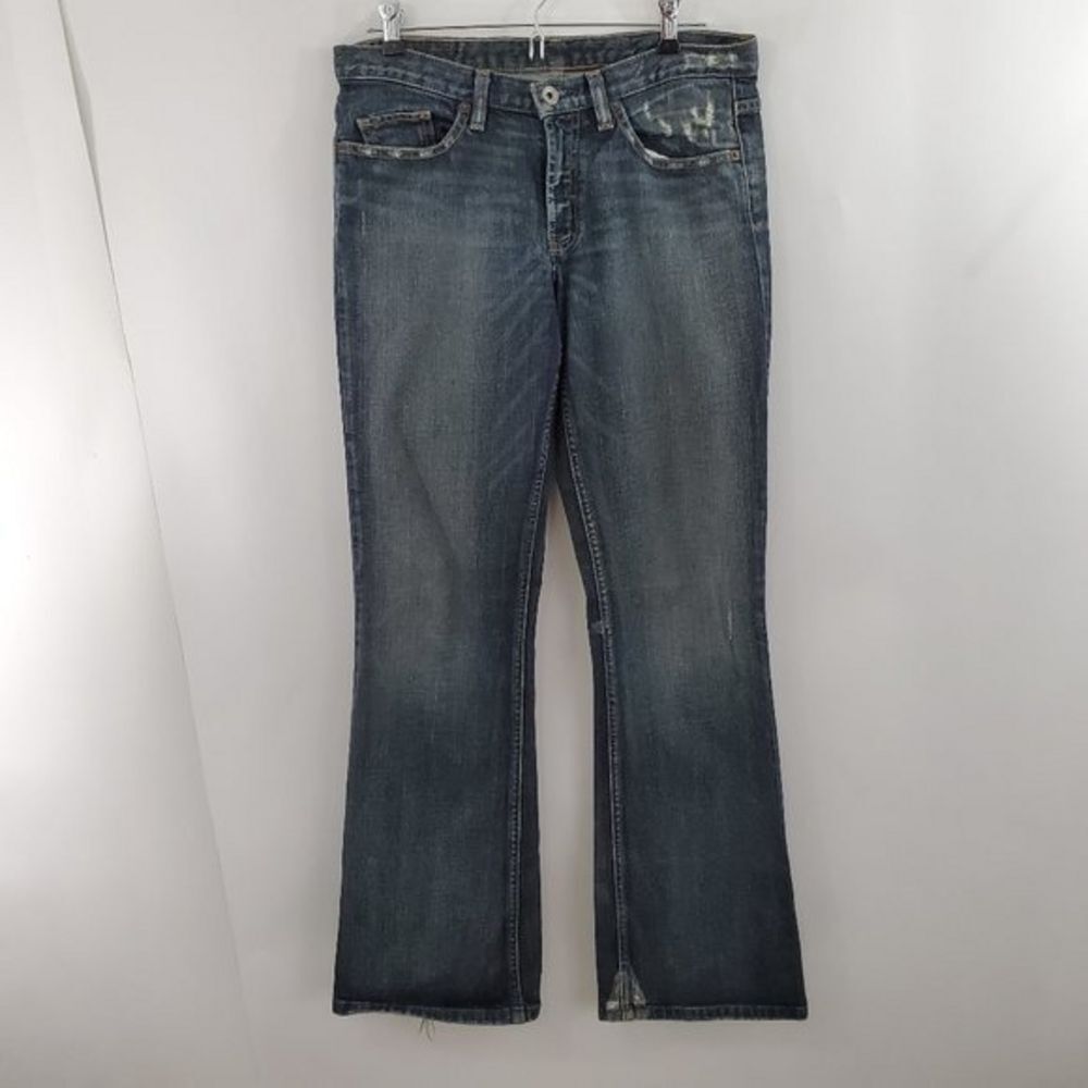 Express X2 Jeans Flare Leg 31 x 32 Dark Wash Denim Blue Low Rise